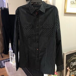 Smash Pinstripe Striped Button Up Long Sleeve Collared Dress Shirt